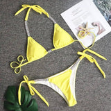 Solid sexy strapless bikini-Yellow-5