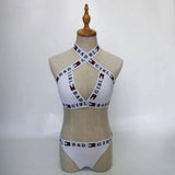 Split Bikini Wrapped Chest Beach Bandage Split Swimsuit-White-1