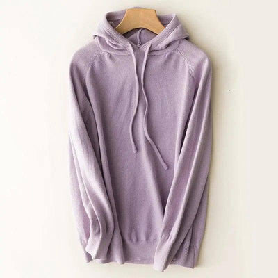 Spring and autumn hooded sweater women pullover-Light Purple-3