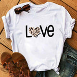 Spring Women's Cartoon Leopard Print Heart Printing T-shirt-A01986-8