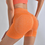 Striped Yoga Shorts High Waist Hip-lifting Tight Pants For Women Running Fitness Sports Leggings-Orange-12