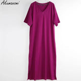 Oversized V Neck Plus Size Women Maxi Dress 4xl 5xl 6xl 7xl 8xl 9xl 10xl Summer Casual Loose Long Korean Harajuku Boho Dresses-5