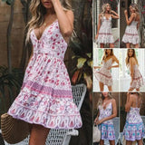 Summer Boho Chiffion Mini Dress Fashion Women Deep-5