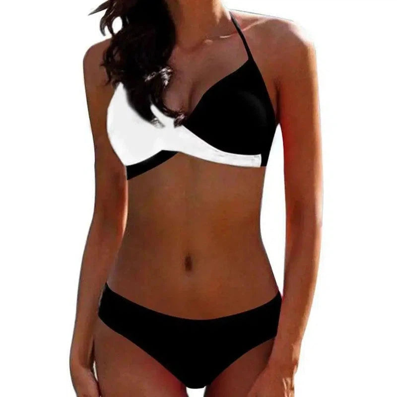 Swimsuit European And American Hard Pack Split Bikini-Black-4