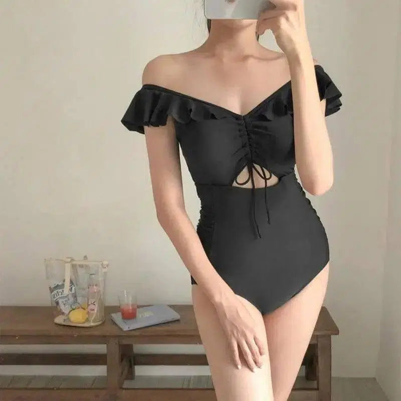 swimwear gathers slim one-piece bikini fashion swimsuit-2