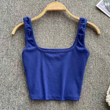 Tank Top Women Backless Y2k Top Slim Fit Bottoming-Navy Blue-15