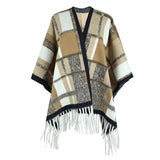 Tassel Cape And Shawl Female-Khaki-3