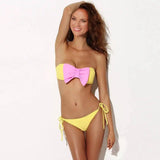 The new bow hit Strapless bikinis suit foreign brand AF-Yellow-2