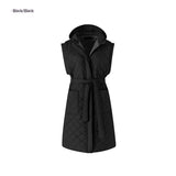 Thin Hood Cotton-padded Women's Vest Slim-fit Mid-length-3