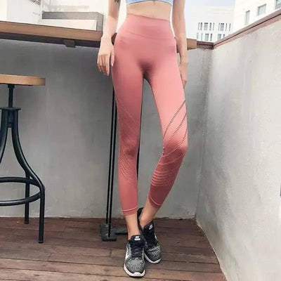 Tight Fitness Pants Running High Waist Women Yoga Pants-Watermelon red-2