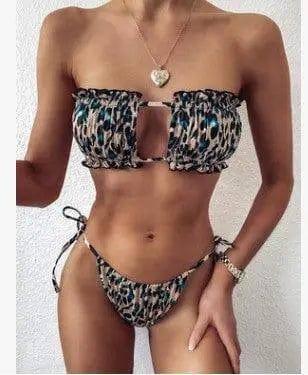 Trend Fashion Hollow Sexy Bikini Skinny Swimsuit-Khakileopard-7