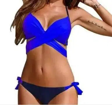 Variety cross straps bikini new swimsuit fashion sexy steel-Blue-5