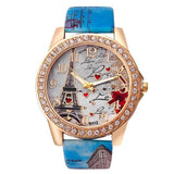 Vintage Paris Eiffel Tower Women's Quartz Watch Women Girls-Blue-6