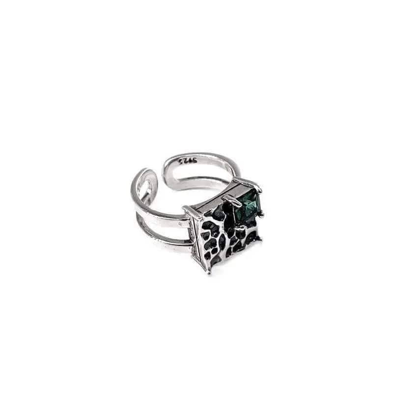 LOVEMI - Lovemi - Vintage Silver Square Dark Green Diamond S925