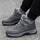 Winter Boots Women Men Warm Plush Velcro Snow Boots Climbing-Dark grey-7