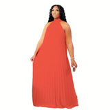 Wmstar Plus Size Women Long Dress leeveless Bandage Halter-9