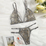 Women Lace Bra Sets Seamless Underwear Backless Vest-GRAY-10