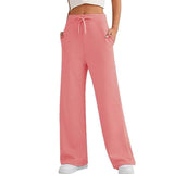 Women's Autumn Leisure Loose Wide-leg Pants Pink / 2XL-Pink-12