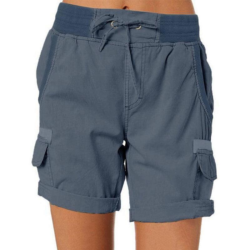 Women's Casual High Waist Cargo Shorts Navy Blue / 3XL-Dark Blue-12