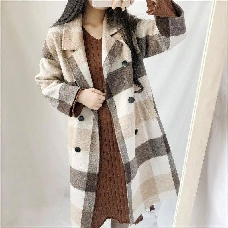 Women's double-sided cashmere coat-Camel-1