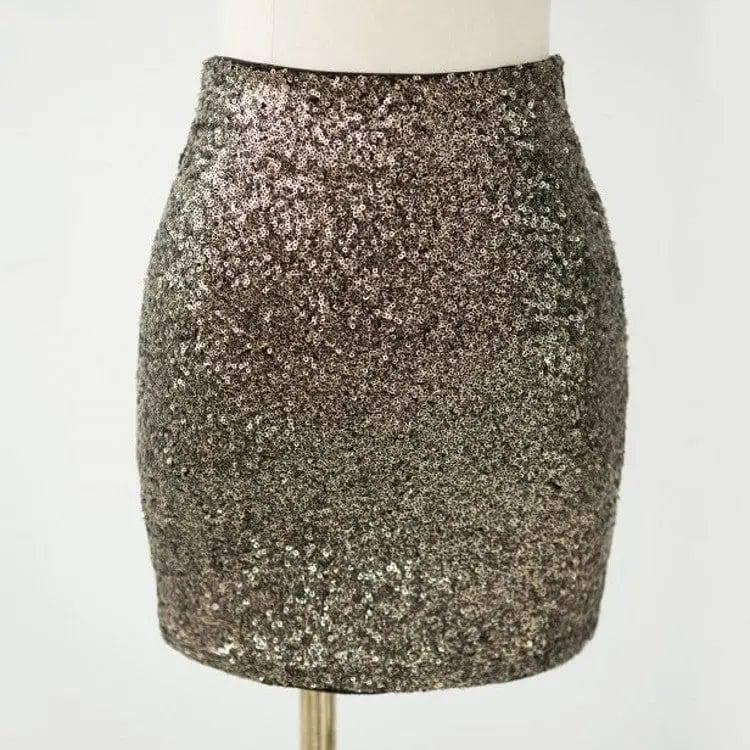 Women's Fashionable Sequins Hip Skirt-Gold-2