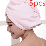 Women's Hair Dryer Cap, Absorbent Dry Hair Towel-5pcsPink-23