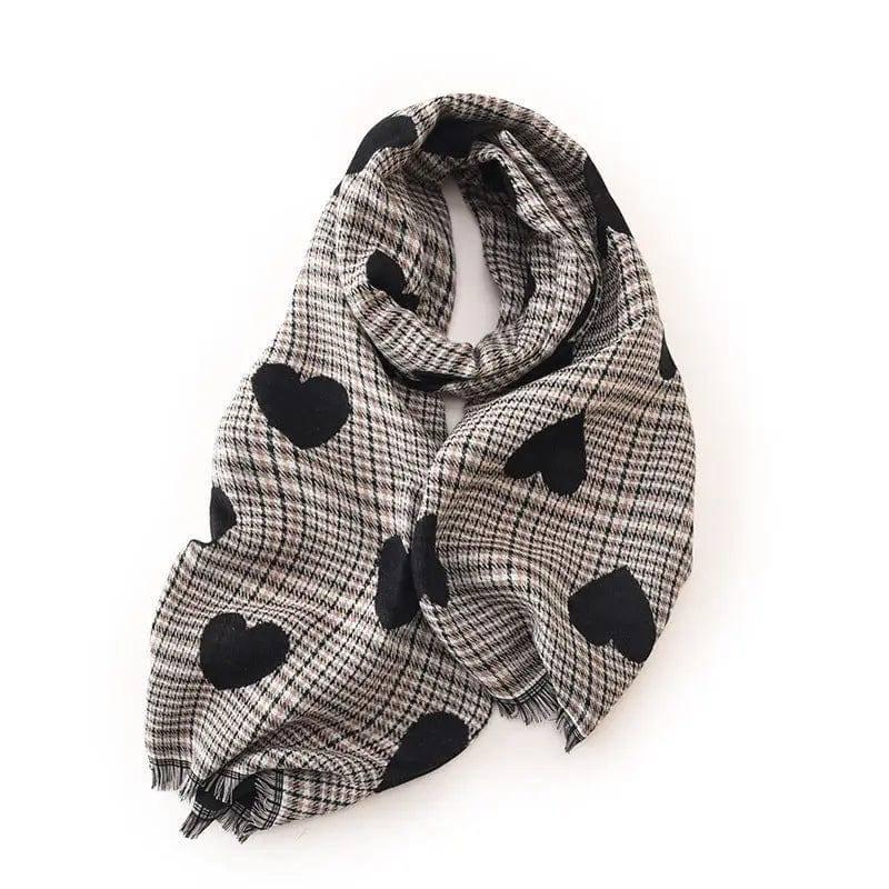 Women's Love Print Mid-length Scarf-Black-6