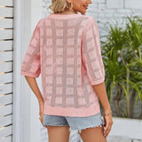 Women's Round Neck Hollowed Out Sun Protection Shirt Knitted-2