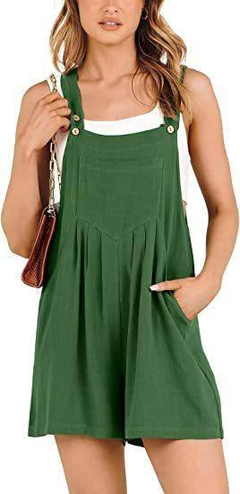 Comfy Women's Short Overalls for Summer-Green-4