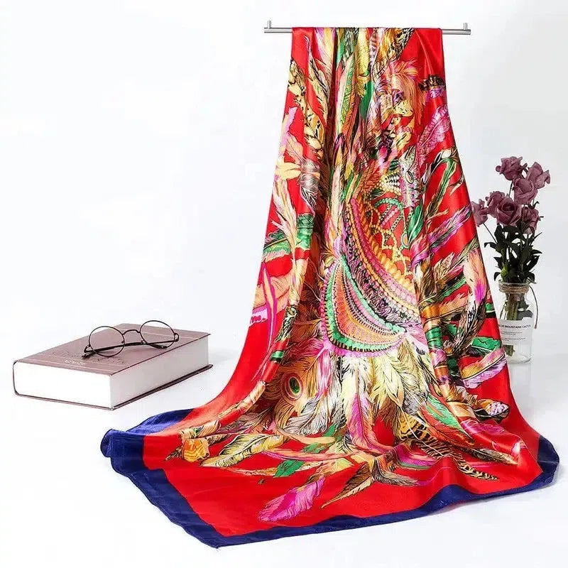 Women's Silk Scarf Multi-functional Small Silk Satin Shawl-2