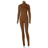 Women's Solid Color Yoga Jumpsuit-Brown-9