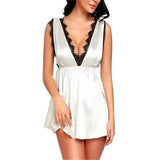 Women Bra Nightdress Nightwear Lingerie Nightwear-White-4