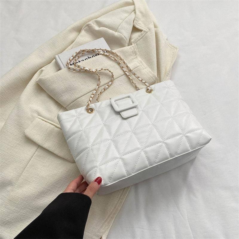 Women Shoulder Bags Trendy Chic Chanel-style Rhombus Chain-White-11