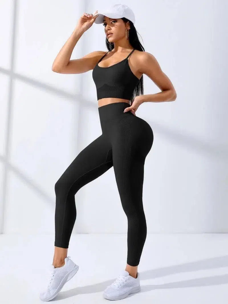 Women Yoga Set 2/Pcs Seamless Workout Outfits Yoga-XS-1