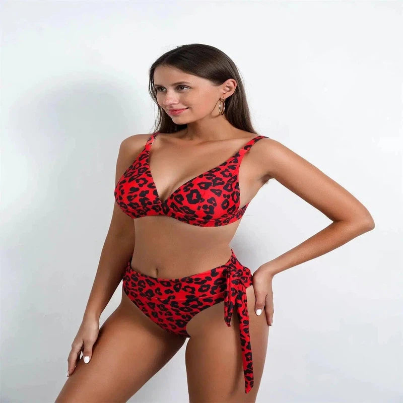 Womens Suits High Waist Leopard Print Bikini 2 Pieces-1