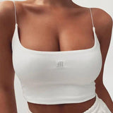 Womens Summer Camis Tanks Tops Sleeveless Cotton Bustier-White-3