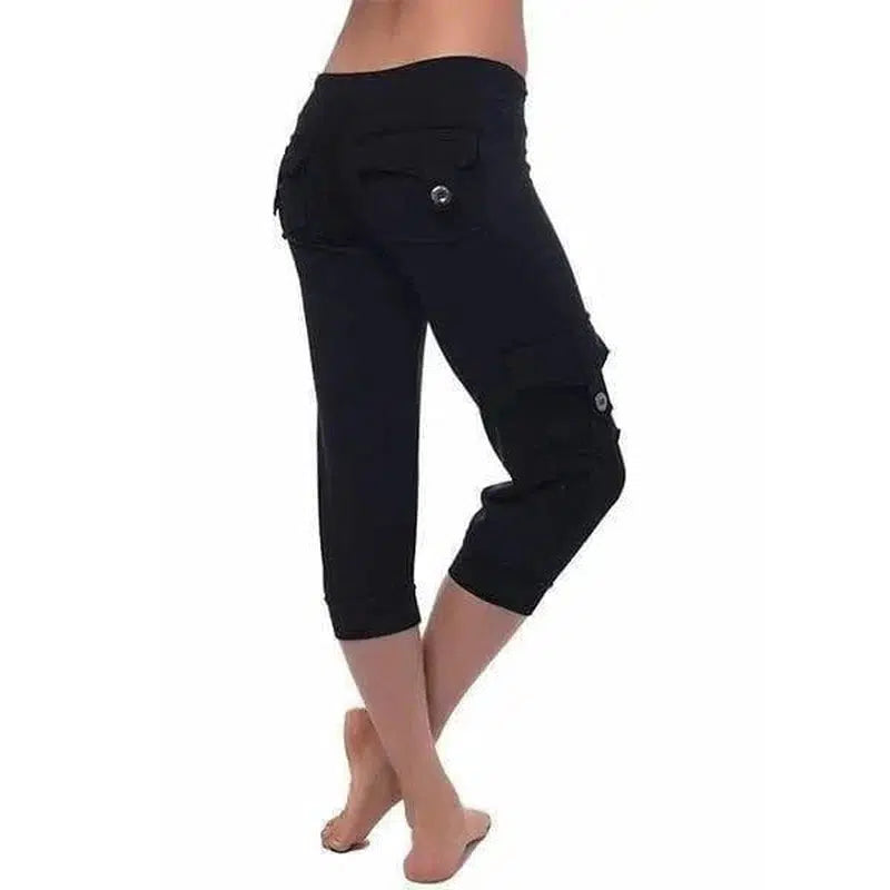 LOVEMI - Lovemi - Yoga cropped pants with elastic waist button