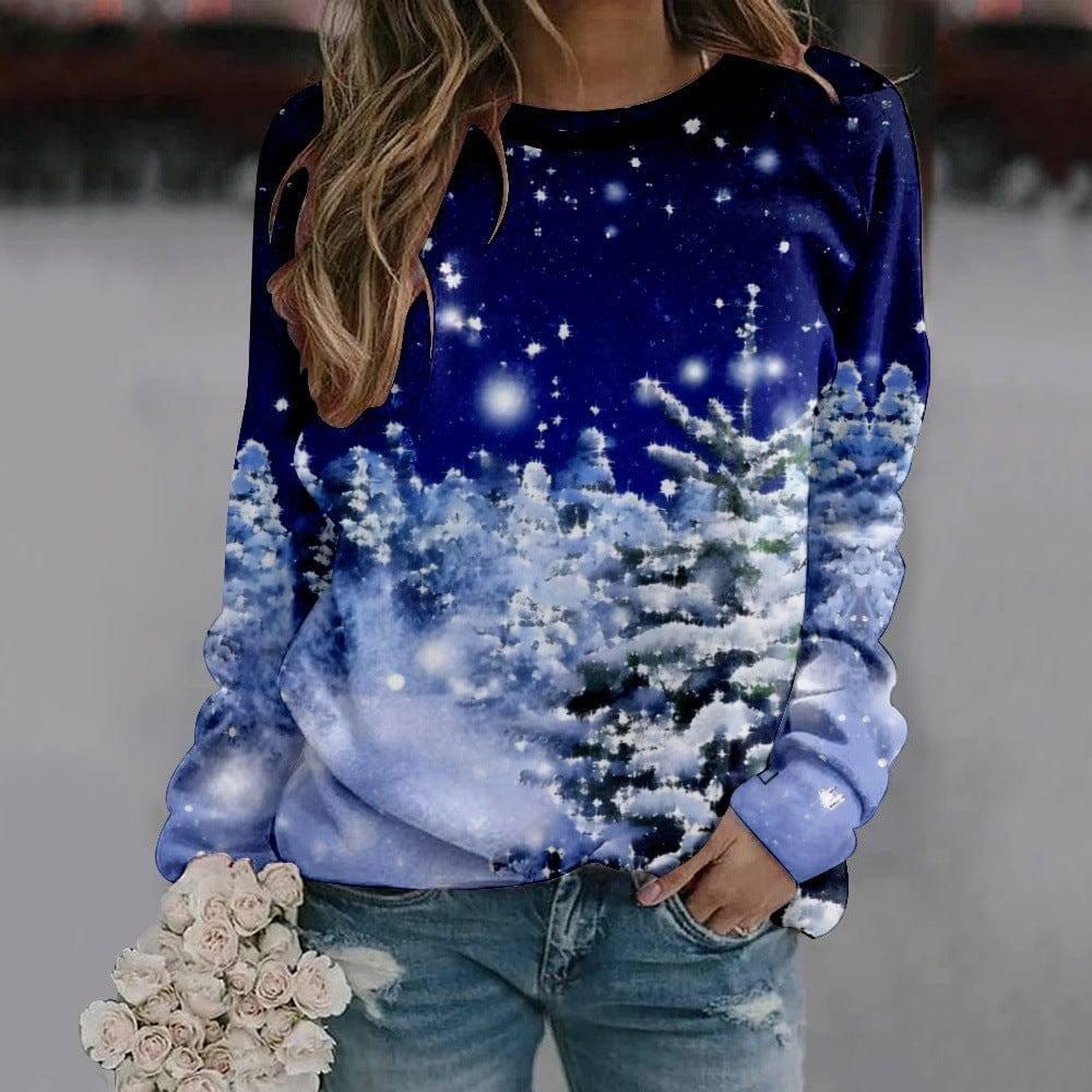 Trendy Christmas Creative Printing Round Neck Long Sleeve-1